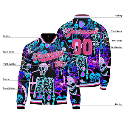 Benutzerdefinierte Rosa Varsity-Jacke. Letterman-Jacke für Männer, Frauen und Jugendliche