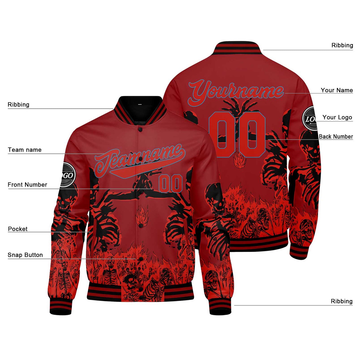 Benutzerdefinierte Rot Varsity-Jacke. Letterman-Jacke für Männer, Frauen und Jugendliche