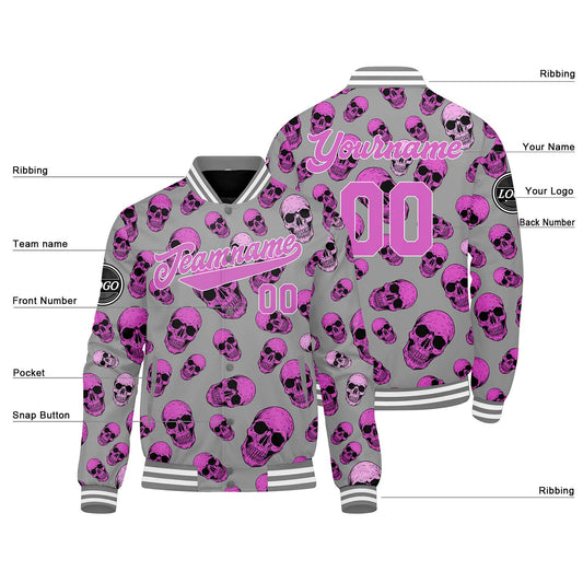 Benutzerdefinierte Rosa Varsity-Jacke. Letterman-Jacke für Männer, Frauen und Jugendliche