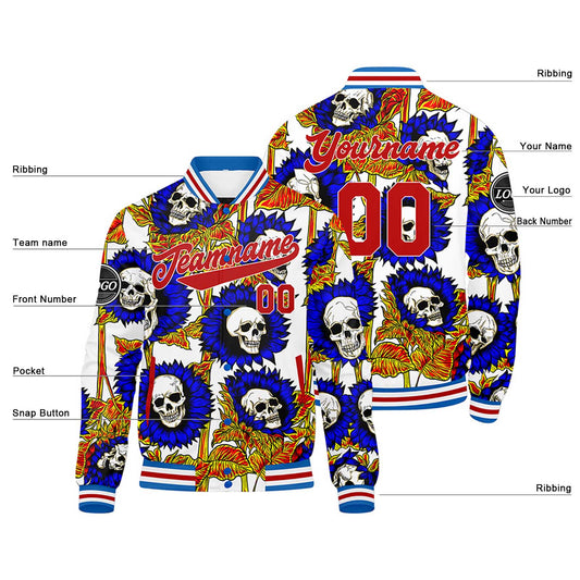 Benutzerdefinierte Blau Rot Varsity-Jacke. Letterman-Jacke für Männer, Frauen und Jugendliche