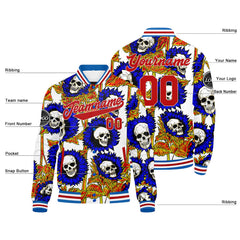 Benutzerdefinierte Blau Rot Varsity-Jacke. Letterman-Jacke für Männer, Frauen und Jugendliche