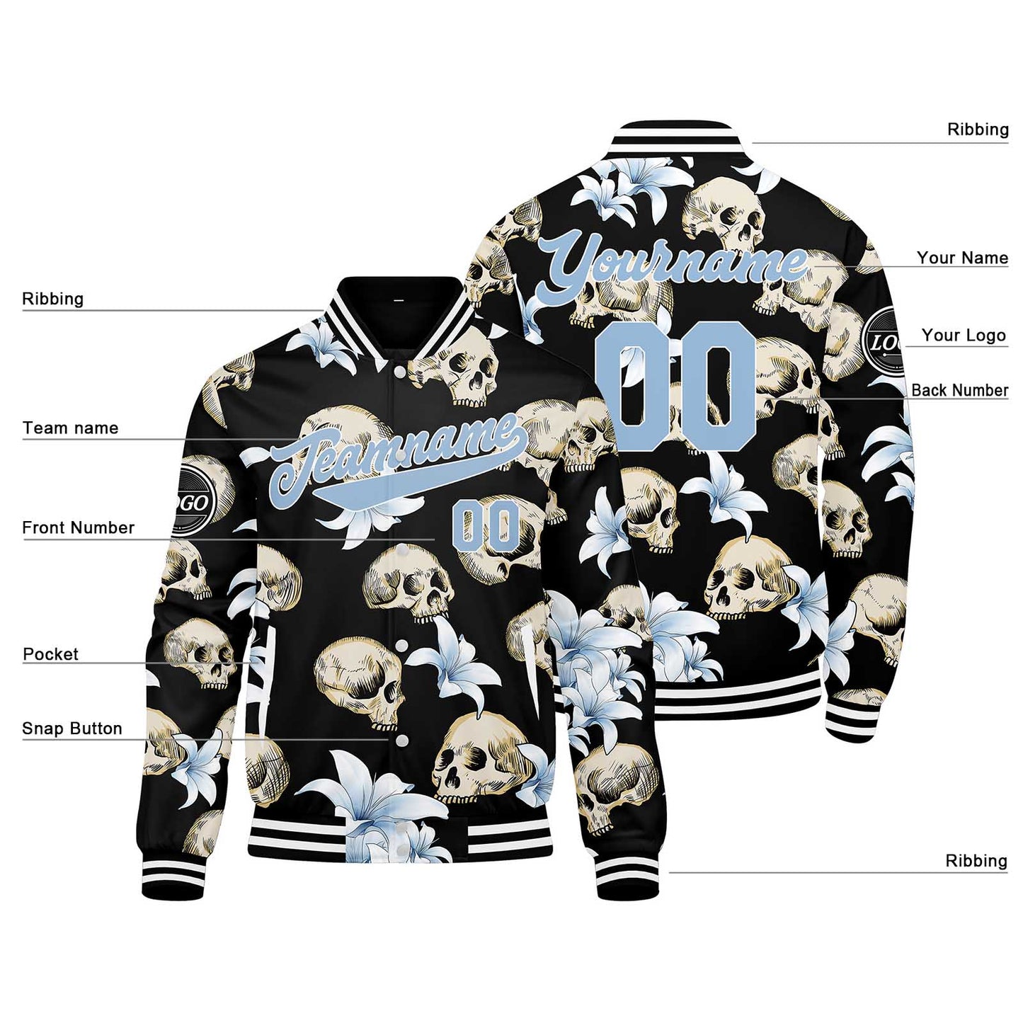 Benutzerdefinierte Lilie Varsity-Jacke. Letterman-Jacke für Männer, Frauen und Jugendliche