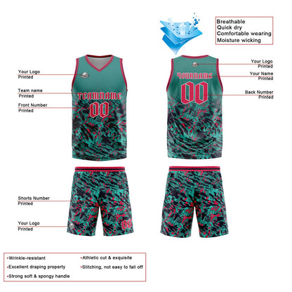 Benutzerdefinierte Grün Rot Reversible Basketball Jersey Personalisierte Print Name Nummer Logo