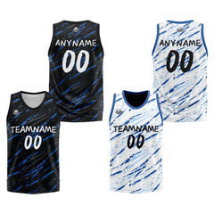 Benutzerdefinierte Reversible Basketball Jersey Personalisierte Print Name Nummer Logo Schaden-Blau