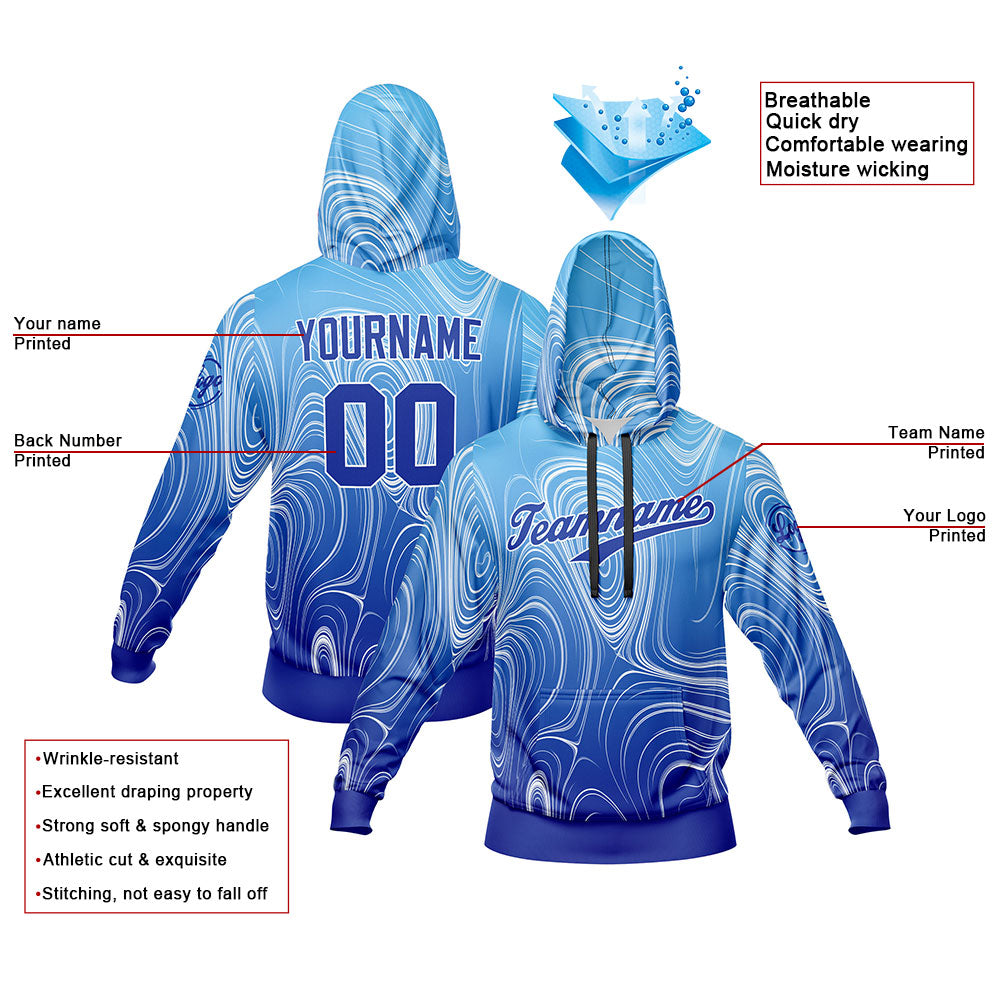 Benutzerdefiniert Blau Tarnung Sport Jersey Satz Trainingsanzug Zur Seite fahren Kapuzenpullover Oberteile und Hose Satz Königlich