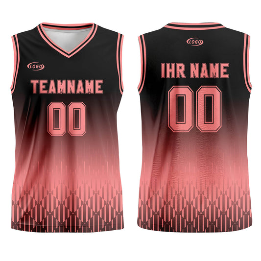 Benutzerdefinierter Schwarz Rosa Farbverlauf Basketball Jersey Uniform Anzug gedruckt Ihr Logo Name Nummer