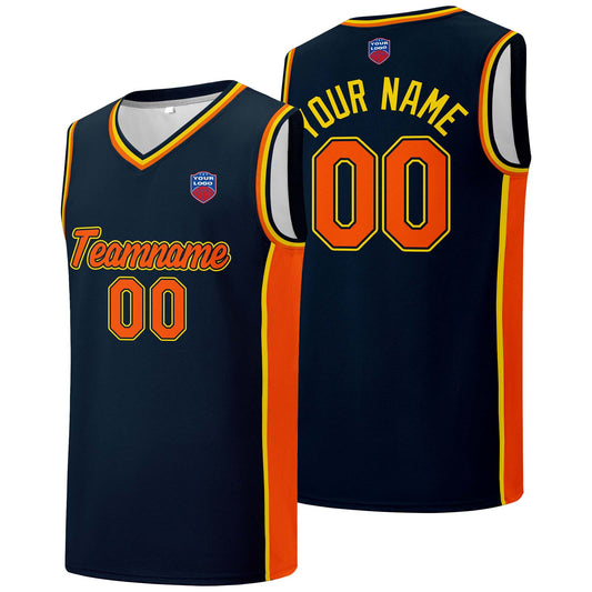Individuelle Basketball-Jersey-Shorts für Männer und Frauen. Gestickter und gedruckter Name, Nummer und Logo Marine