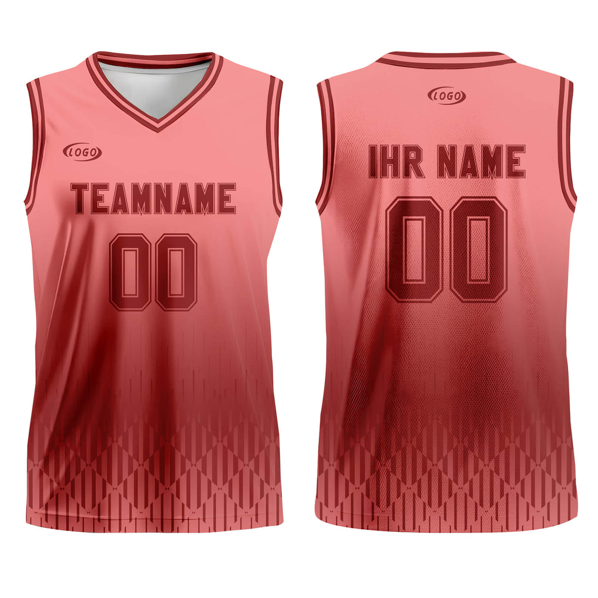 Benutzerdefinierter Rosa Rot Farbverlauf Basketball Jersey Uniform Anzug gedruckt Ihr Logo Name Nummer