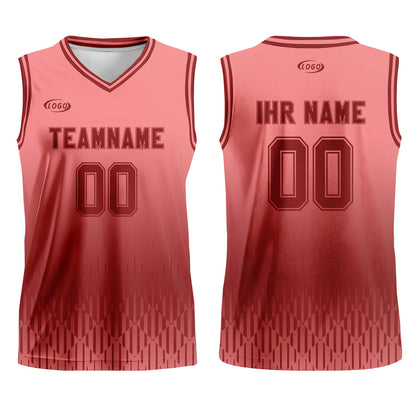 Benutzerdefinierter Rosa Rot Farbverlauf Basketball Jersey Uniform Anzug gedruckt Ihr Logo Name Nummer