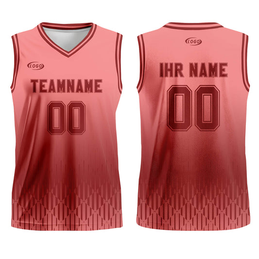 Benutzerdefinierter Rosa Rot Farbverlauf Basketball Jersey Uniform Anzug gedruckt Ihr Logo Name Nummer