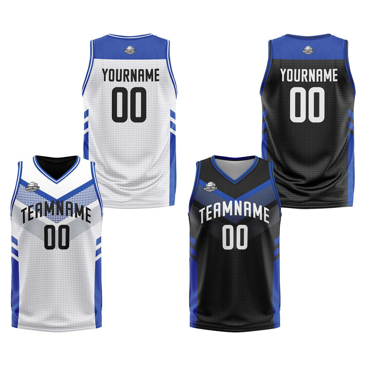 Benutzerdefinierte Weiß Blau Reversible Basketball Jersey Personalisierte Print Name Nummer Logo