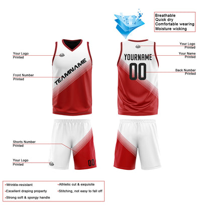 Benutzerdefinierte Reversible Basketball Jersey Personalisierte Print Name Nummer Logo Schwarz&Rot