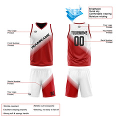 Benutzerdefinierte Reversible Basketball Jersey Personalisierte Print Name Nummer Logo Schwarz&Rot