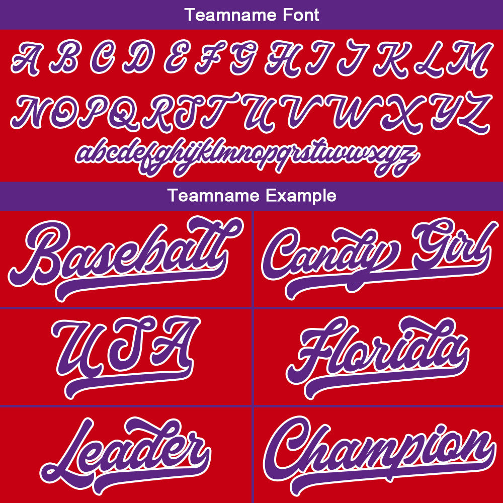 Benutzerdefinierte Authentisch Baseball-Trikot  Rot- Lila