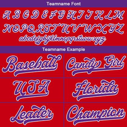 Benutzerdefinierte Authentisch Baseball-Trikot  Rot- Lila