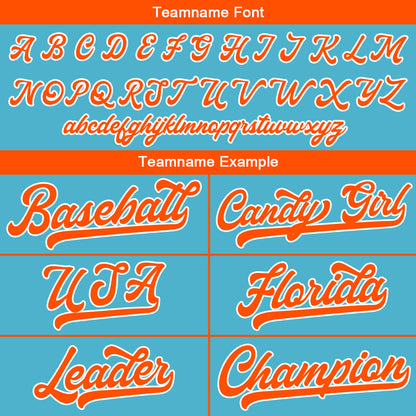 Benutzerdefinierte Authentisch Baseball-Trikot  Hellblau-Orange