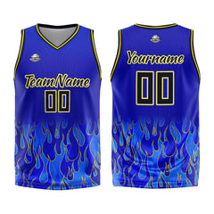 Benutzerdefinierter Basketball Jersey Uniform Anzug gedruckt Ihr Logo Name Nummer Königliche Flamme