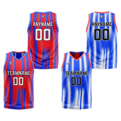 Benutzerdefinierte Reversible Basketball Jersey Personalisierte Print Name Nummer Logo Rot &Royal