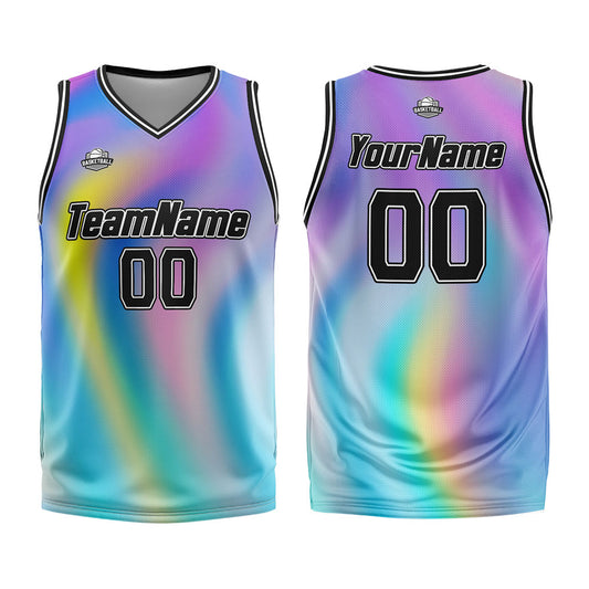 Benutzerdefinierter Basketball Jersey Uniform Anzug gedruckt Ihr Logo Name Nummer Aurora