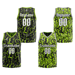 Benutzerdefinierte Reversible Basketball Jersey Personalisierte Print Name Nummer Logo Schwarz&Neon Grün