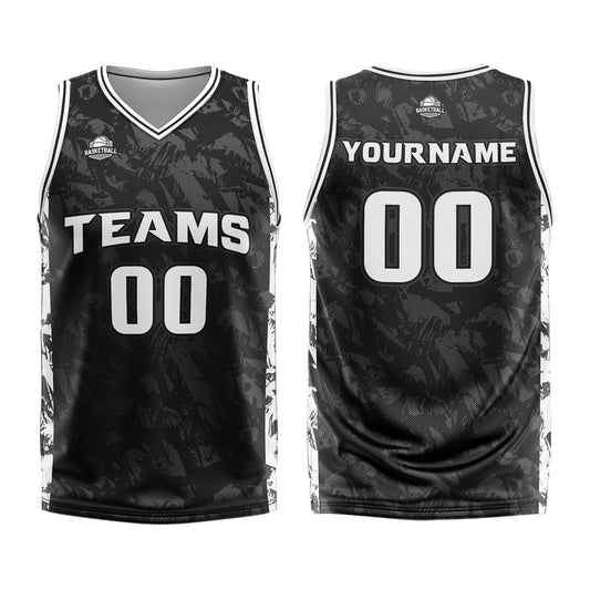 Benutzerdefinierter Schwarz Grau Basketball Jersey Uniform Anzug gedruckt Ihr Logo Name Nummer