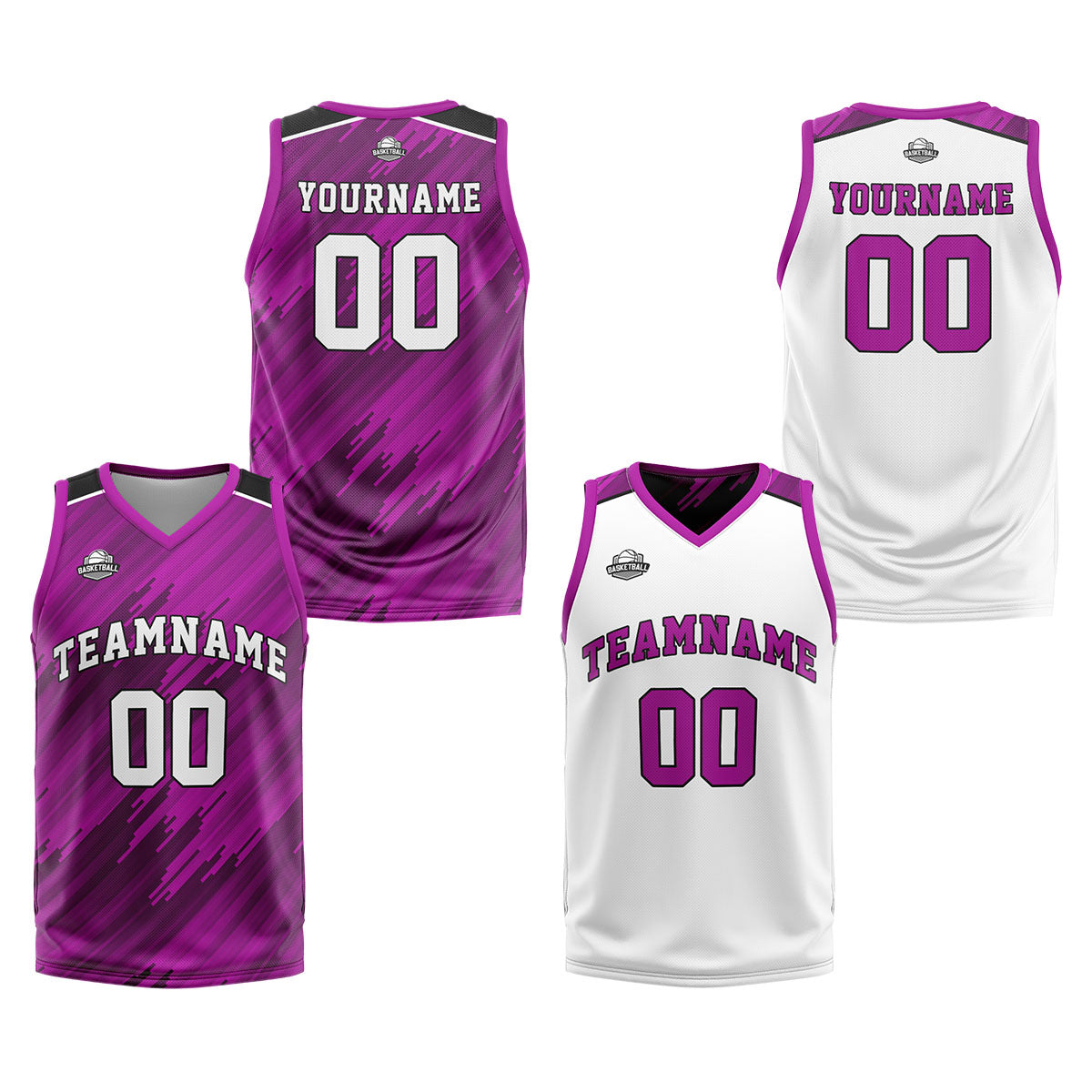 Benutzerdefinierte Rose Reversible Basketball Jersey Personalisierte Print Name Nummer Logo