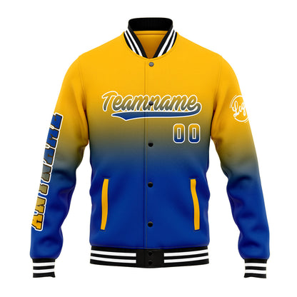 Benutzerdefinierte Verlauf Varsity-Jacke. Letterman-Jacke Gelb Blau