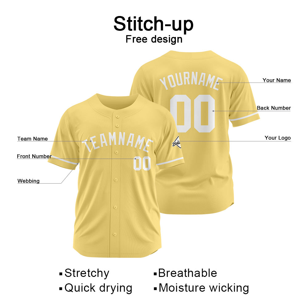 Benutzerdefinierte Authentisch Baseball-Trikot Gold-Weiß