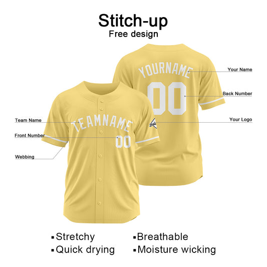 Benutzerdefinierte Authentisch Baseball-Trikot Gold-Weiß