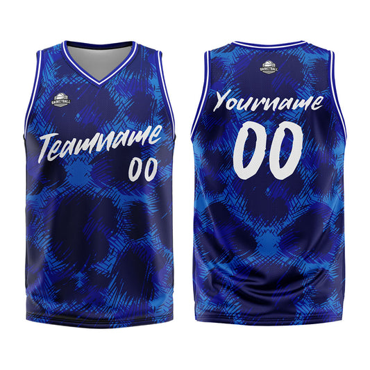 Benutzerdefinierter Basketball Jersey Uniform Anzug gedruckt Ihr Logo Name Nummer Royal Leopard drucken