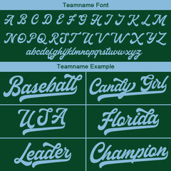 Benutzerdefinierte Authentisch Baseball-Trikot Dunkelgrün-Hellblau