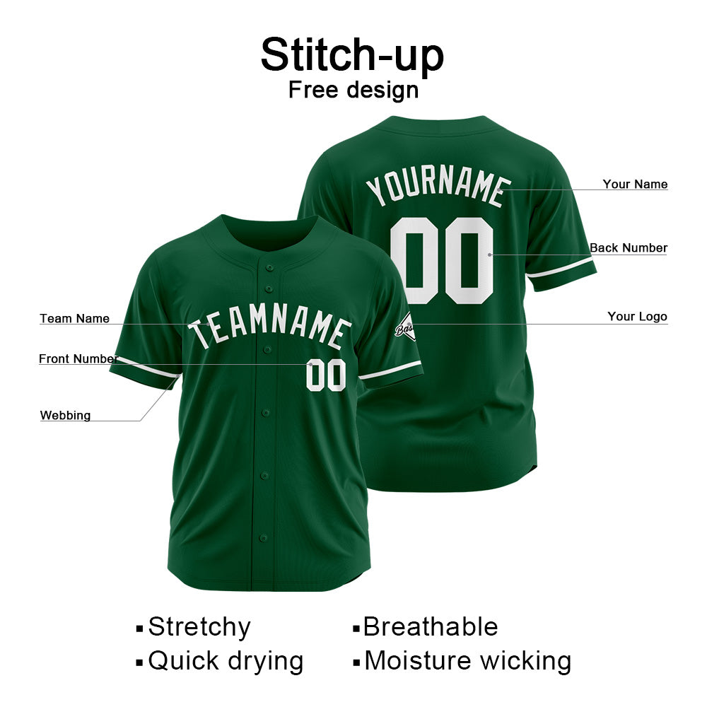 Benutzerdefinierte Authentisch Baseball-Trikot Dunkelgrün-Weiß
