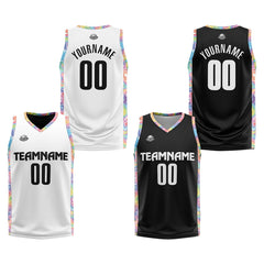 Benutzerdefinierte Reversible Basketball Jersey Personalisierte Print Name Nummer Logo Schwarz&Weiß