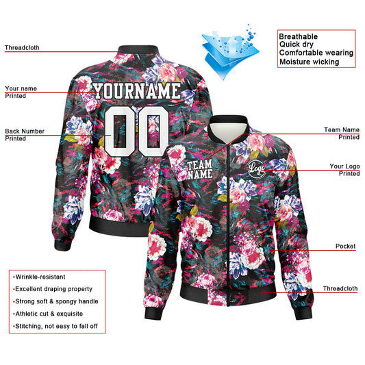 Benutzerdefinierte Langarm Windbreaker Jacken Uniform gedruckt Ihr Logo Name Nummer Blume