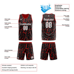 Benutzerdefinierte Reversible Basketball Jersey Personalisierte Print Name Nummer Logo Neon Grün&Schwarz&Rot