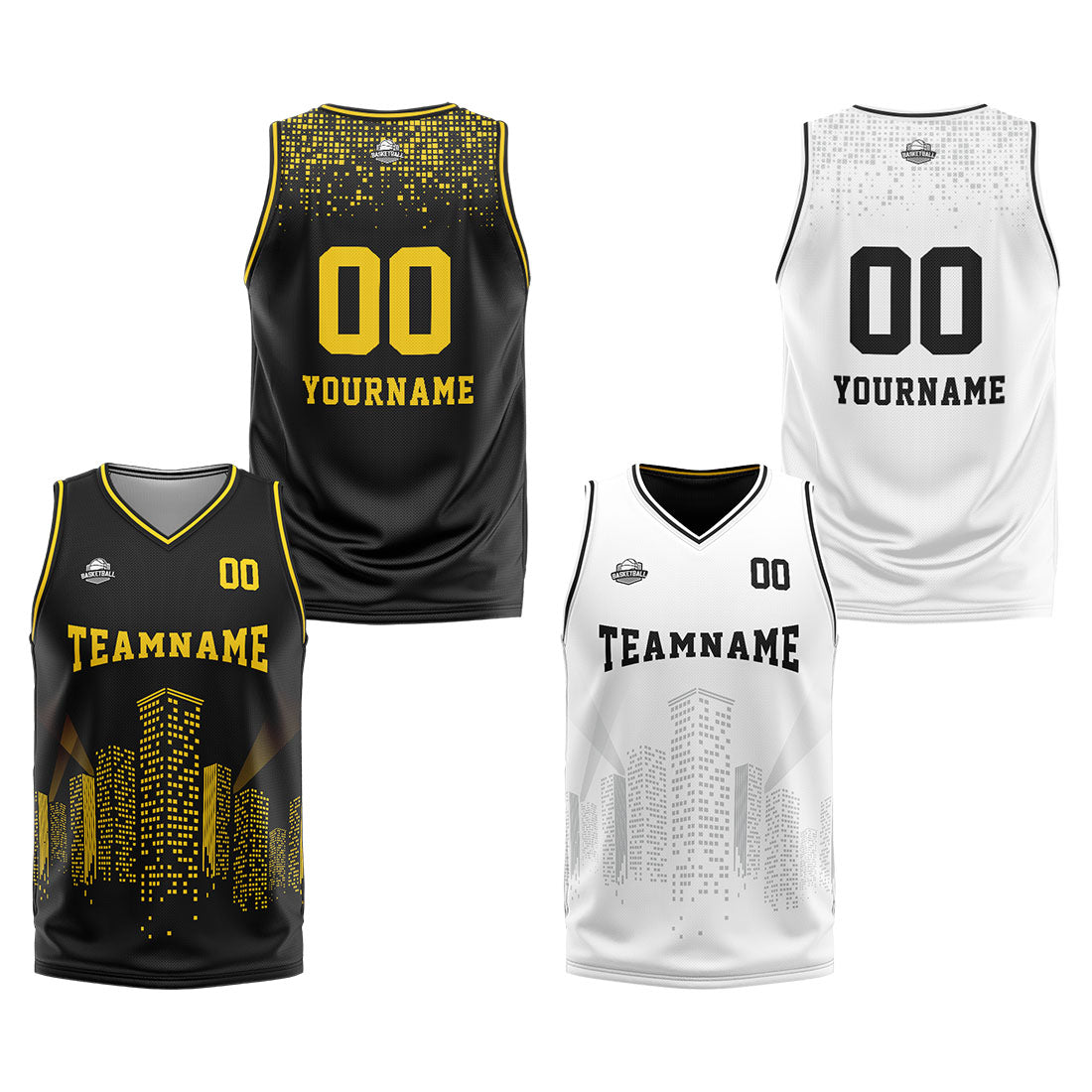 Benutzerdefinierte Reversible Basketball Jersey Personalisierte Print Name Nummer Logo Schwarz-Weiß