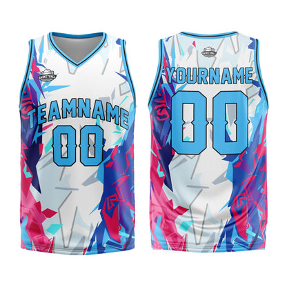 Benutzerdefinierter Hellblau Basketball Jersey Uniform Anzug gedruckt Ihr Logo Name Nummer