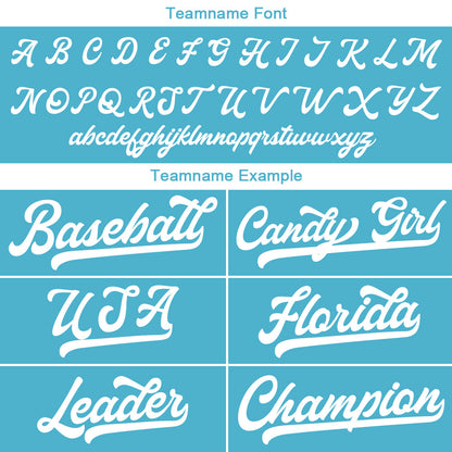 Benutzerdefinierte Authentisch Baseball-Trikot Hellblau-Weiß