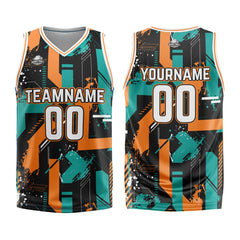 Benutzerdefinierter Aqua Orange Basketball Jersey Uniform Anzug gedruckt Ihr Logo Name Nummer