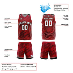 Benutzerdefinierte Rot Reversible Basketball Jersey Personalisierte Print Name Nummer Logo