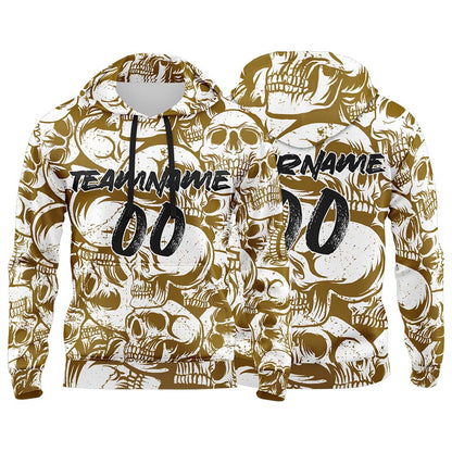 Benutzerdefinierter Sweatshirt-Hoodie für Mann, Frau, Mädchen, Junge. Drucken Sie Ihr Logo, Ihren Namen und Ihre Nummer Braun&Weiß