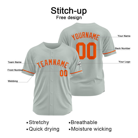 Benutzerdefinierte Authentisch Baseball-Trikot  Grau-Orange