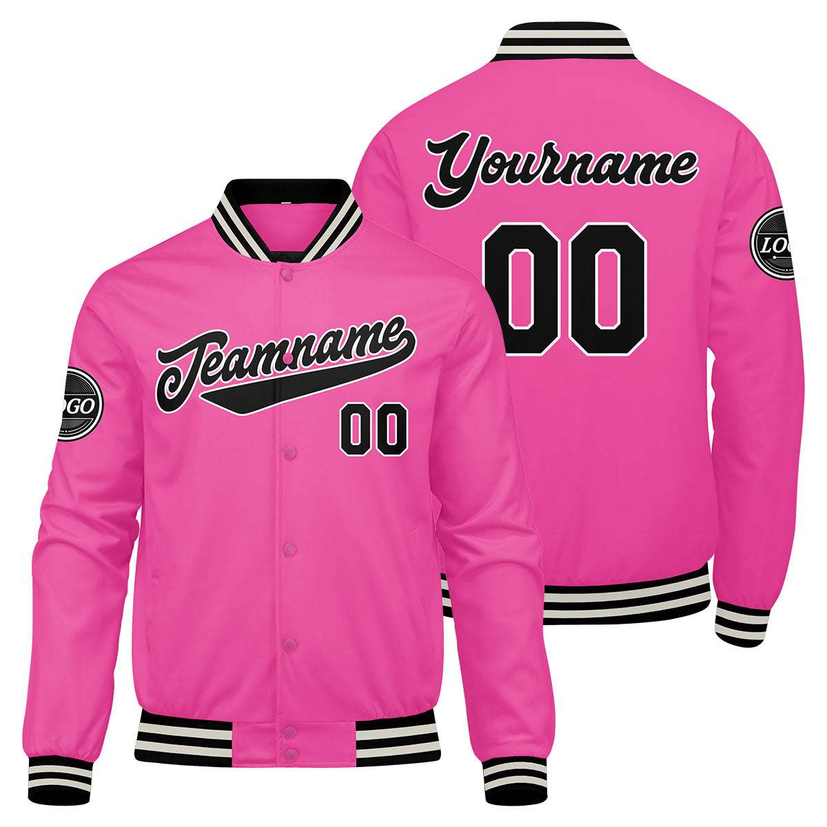 Benutzerdefinierte Verlauf Varsity-Jacke. Letterman-Jacke Pink