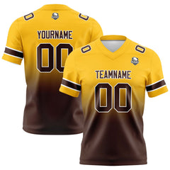 Benutzerdefinierte Gelb & Braun Gradient Fußball Trikots Personalisierter Name Nummer Logo