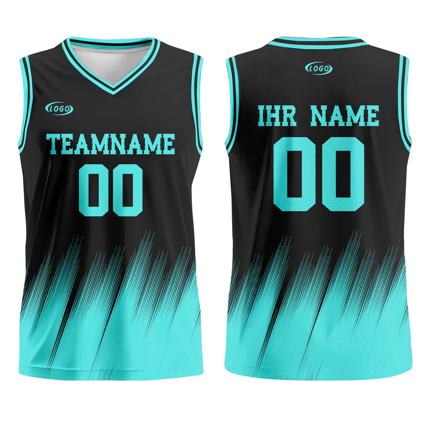 Benutzerdefinierter Schwarz Petrol Basketball Jersey Uniform Anzug gedruckt Ihr Logo Name Nummer