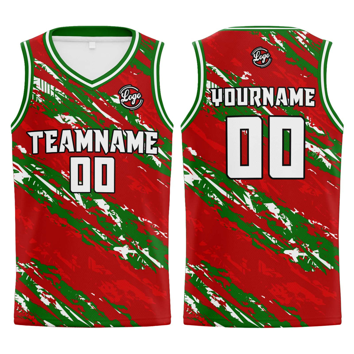 Benutzerdefinierter Rot Grün Basketball Jersey Uniform Anzug gedruckt Ihr Logo Name Nummer