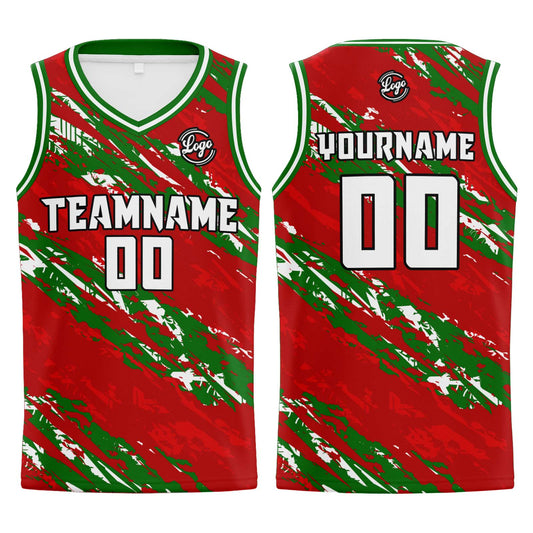 Benutzerdefinierter Rot Grün Basketball Jersey Uniform Anzug gedruckt Ihr Logo Name Nummer