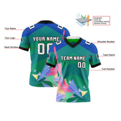 Benutzerdefinierte Blau Grün Reversibel Fußball Trikot Personalisierte Gradient Fußball Shirts für Männer gedruckt Team Name Nummer Logo