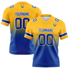 Benutzerdefinierte Gelb & Blau Gradient Fußball Trikots Personalisierter Name Nummer Logo