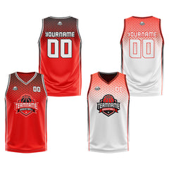 Benutzerdefinierte Rot Schwarz Weiß Reversible Basketball Jersey Personalisierte Print Name Nummer Logo